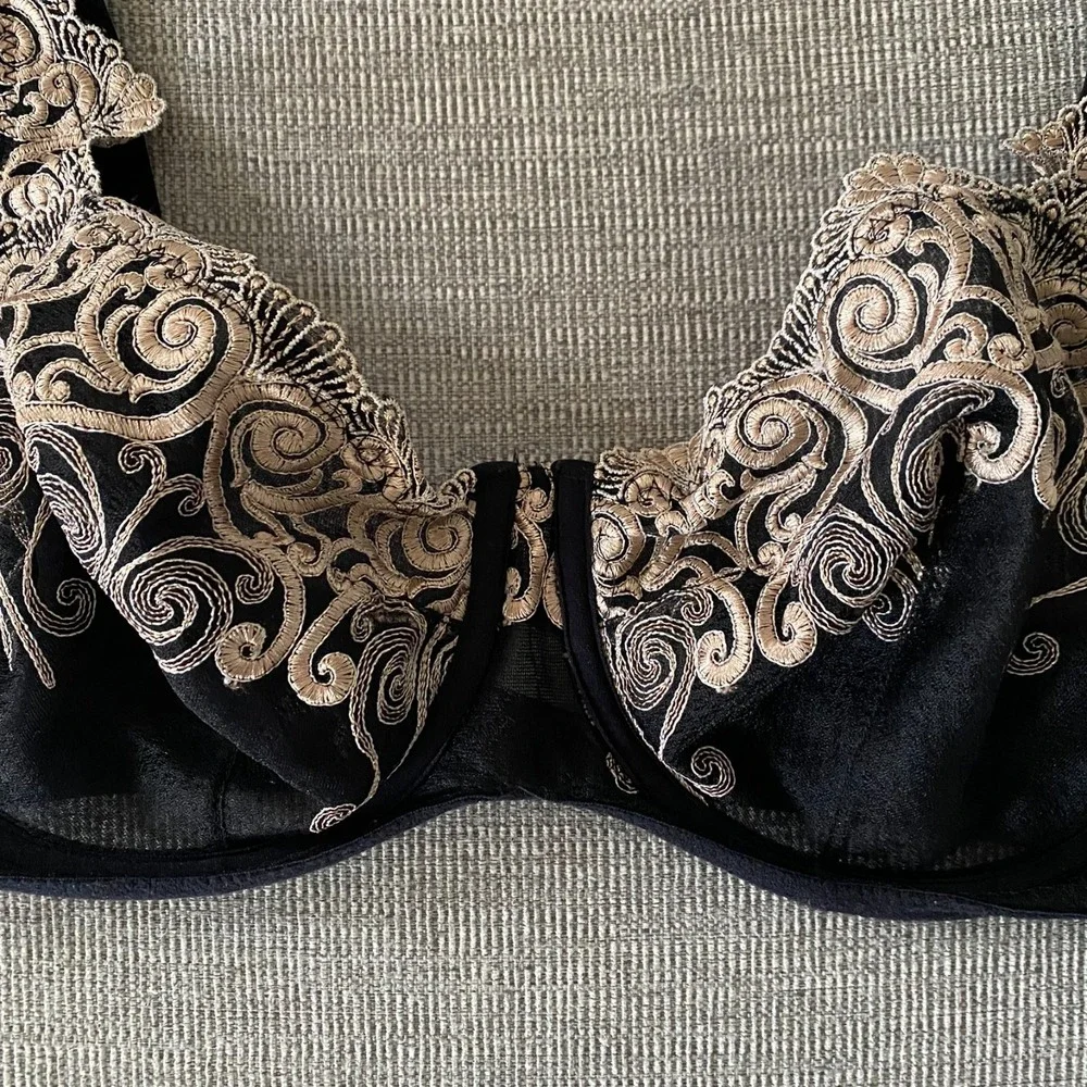 Soma Black Gold Underwire Bra 38C Woman's‎ Sexy Lingerie
